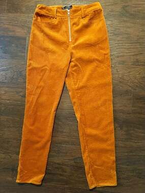 Blue Blush Mustard Corduroy Front Zip Skinny High Waisted Pants Size S